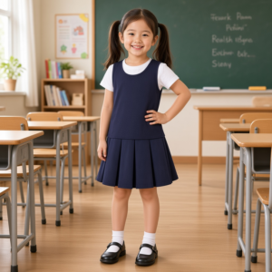 Girls Pleated School Uniform Dress