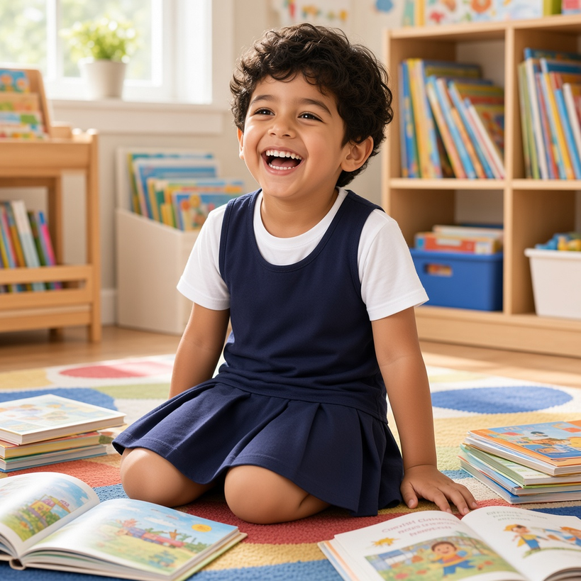 Girls Pleated School Uniform Dress