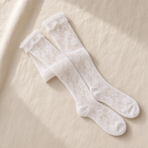 Women Lace Trim Calf Socks